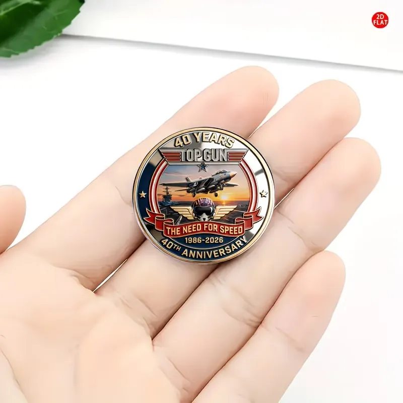 Top Gun 40th Anniversary Brooch – Vintage Pilot Wings Lapel Pin, Perfect Gift for Pilots & Aviation Fans